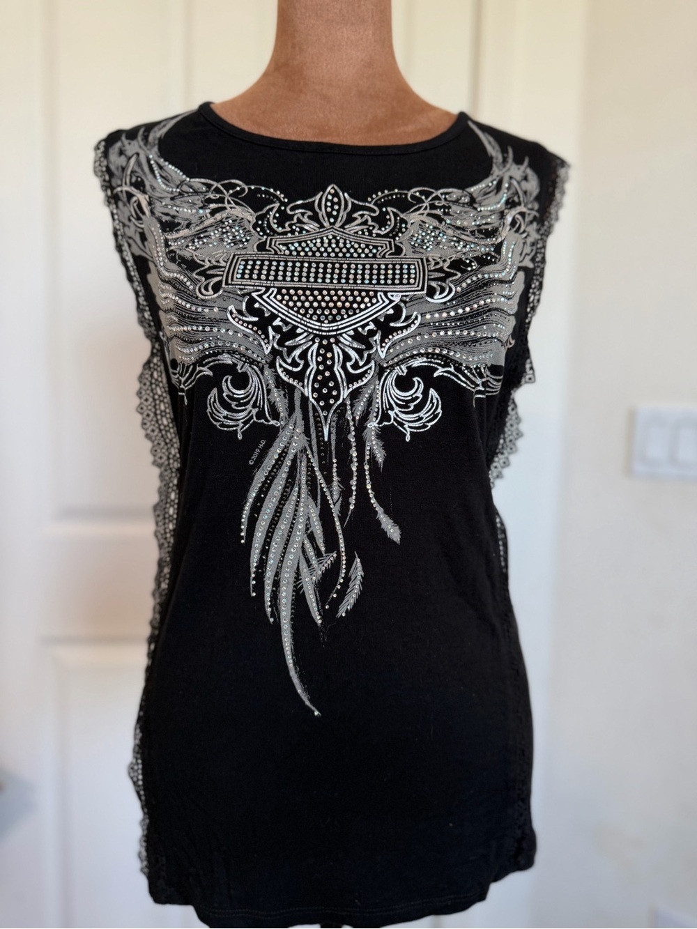 Harley-Davidson Black Sleeveless Embellished Women’s Top